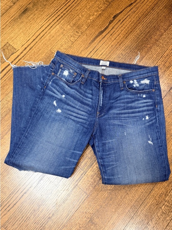 J. Crew Denim - J.Crew Slim Broken-In Boyfriend Jeans Distressed Raw Hem Size 32